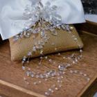 Rhinestone Beaded Fringe Bow Hair Clip White - One Size