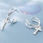 925 Sterling Silver Cross Dangle Earring 1 Pair - S925 Silver - Silver - One Size
