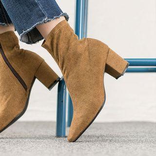 Zip-up Cotton Blend Booties
