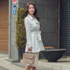 Metallic-button Trench Coat With Belt