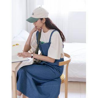 Plus Size Stitched Denim Maxi Overall Dress