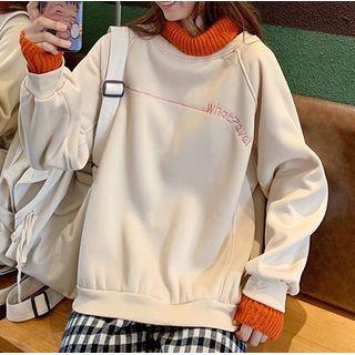 Turtleneck Long-sleeve Panel Sweatshirt