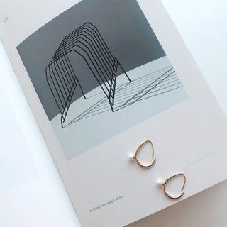 Faux-pearl Trim Hoop Earrings