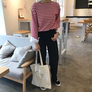 3/4 Sleeve Striped Pullover