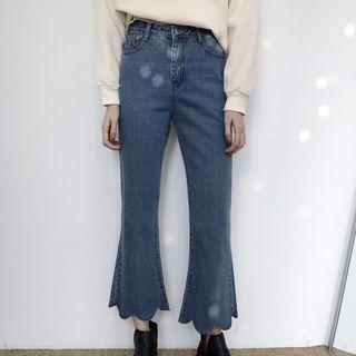 Scallop Hem Boot-cut Jeans