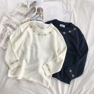 Floral Embroidered Knit Sweater