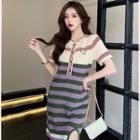 Color Block Striped Mini Bodycon Dress