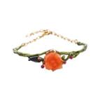 Fashion Elegant Plated Gold Enamel Swallow Flower Bangle Golden - One Size