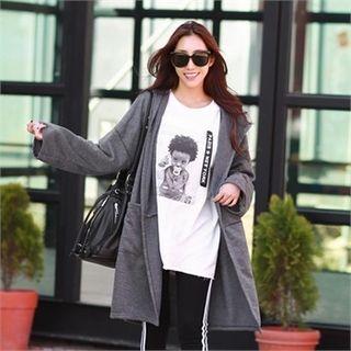 Hooded Open-front Long Hoodie