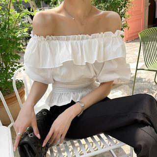 Off-shoulder Ruffled Smocked Top