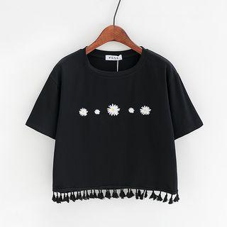 Short-sleeve Cropped Printed T-shirt