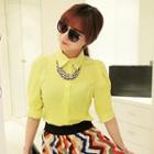 Puff-sleeve Chiffon Blouse