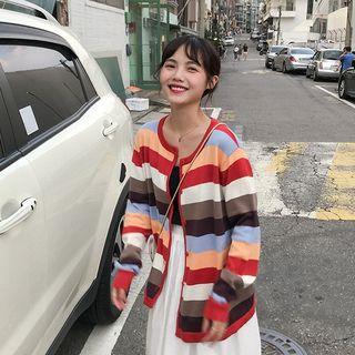 Striped Light Cardigan As Figure - One Size