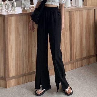Boot Cut Wide-leg Pants Black - One Size