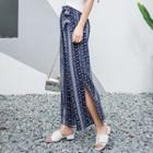 Patterned Cropped Wide-leg Pants