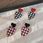 Woven Heart Dangle Earring 1 Pair - Heart - Red & Heart - Black & White - One Size