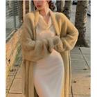 Open-front Midi Cardigan / Long-sleeve Midi Sheath Dress