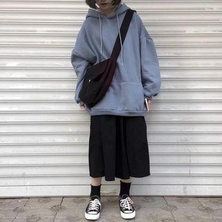 Plain Sweatshirt / Midi A-line Skirt