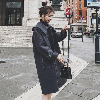 Contrast Stitching Button-up Coat