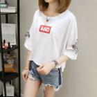 Bow Letter Elbow-sleeve T-shirt