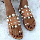 Toe-loop Faux Pearl Slide Sandals