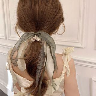 Mesh Hair Tie Gray & Off-white - One Size