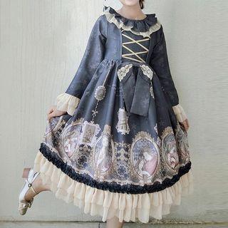Long-sleeve Printed A-line Dress / Short-sleeve Printed A-line Dress