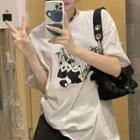Short-sleeve Panda Print T-shirt / Crop T-shirt