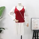Set: Collared A-line Dress + Camisole Top