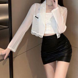 Camisole Top / Lace Trim Jacket / Mini Pencil Skirt