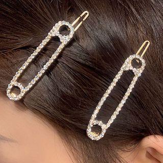 Safety Pin Rhinestone Hair Clip