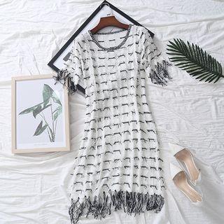 Short-sleeve Printed Knit Dress