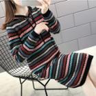 Patterned Hooded Midi Sweater Dress