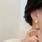 Faux Pearl Rhinestone Open Hoop Earring 1 Pair - E4184 - Gold - One Size