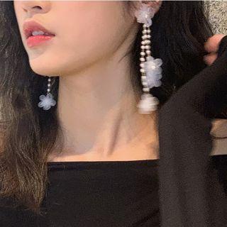 Faux Pearl Organza Flower Fringed Earring 1 Pair - Flower - One Size