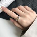 925 Sterling Silver Bee & Flower Open Ring Gold Bee - Silver - One Size