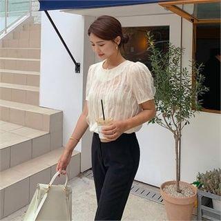 Puff-sleeve Frilled Lacy Blouse