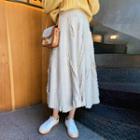 Embellished Midi A-line Knit Skirt
