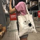 Print Canvas Tote Bag White - One Size