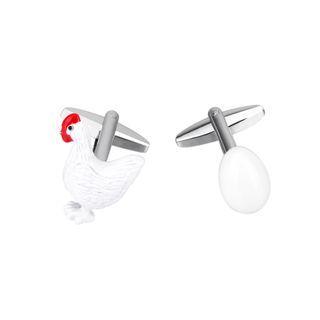 Fashion Fun Hen Egg Asymmetric Cufflinks Silver - One Size