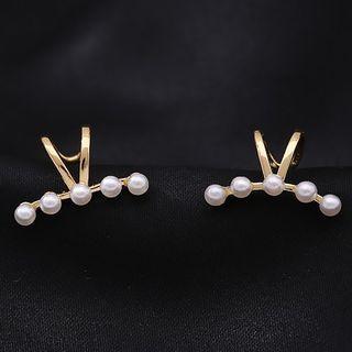 Faux Pearl Sterling Silver Cuff Earring
