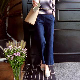 Band-wait Straight-cut Jeans