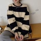Striped Color Block Oversize Sweatshirt