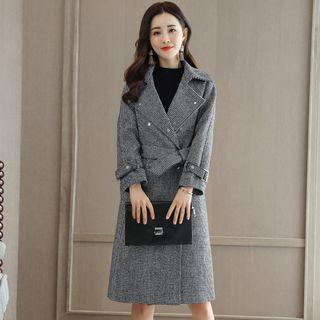 Tie-waist Belted Cuff Woolen Coat