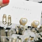 2-pair Set: Heart Stud Earring 1 Pair - As Shown In Figure - One Size