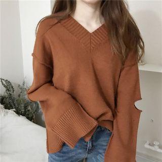 Cut Out V-neck Sweater