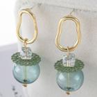 Glass Ball Drop Earring 1 Pair - Stud Earring - Gold - One Size