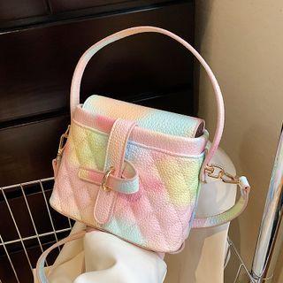 Gradient Quilted Faux Leather Bucket Bag