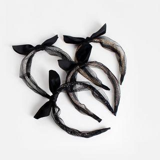 Lace Bow Headband Black - One Size