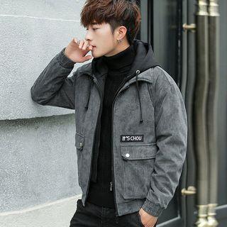 Lettering Detachable Hood Jacket